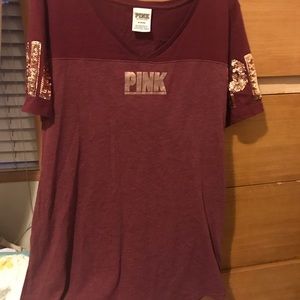 Maroon with gold sequins